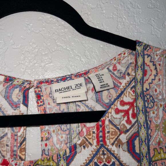 New Rachel Zoe White Aztec Printed Linen Tank Dress Size Large - Picture 4 of 7
